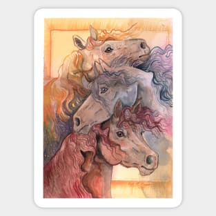 One with the Herd Horses Watercolor Sticker